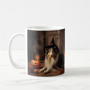 Shetland Sheepdog Pumpkins Halloween Scary  Coffee Mug