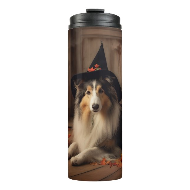 Shetland Sheepdog Pumpkins Halloween Scary  Thermal Tumbler (Front)