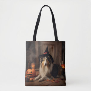 Shetland Sheepdog Pumpkins Halloween Scary Tote Bag
