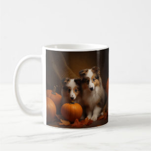 Shetland Sheepdog Puppy Autumn Delight Pumpkin  Coffee Mug