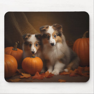 Shetland Sheepdog Puppy Autumn Delight Pumpkin Mouse Pad