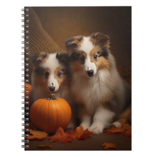 Shetland Sheepdog Puppy Autumn Delight Pumpkin Notebook