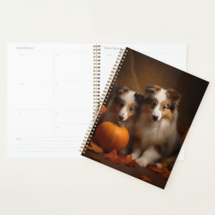 Shetland Sheepdog Puppy Autumn Delight Pumpkin Planner