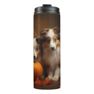 Shetland Sheepdog Puppy Autumn Delight Pumpkin Thermal Tumbler