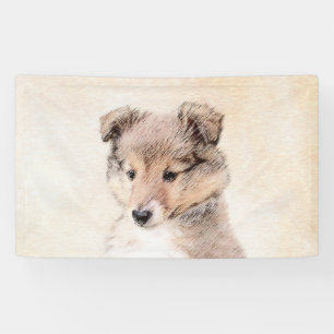 Shetland Sheepdog Puppy Painting Original Dog Art Banner