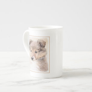 Shetland Sheepdog Puppy Painting Original Dog Art Bone China Mug