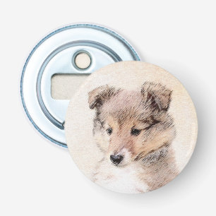 Shetland Sheepdog Puppy Painting Original Dog Art Bottle Opener