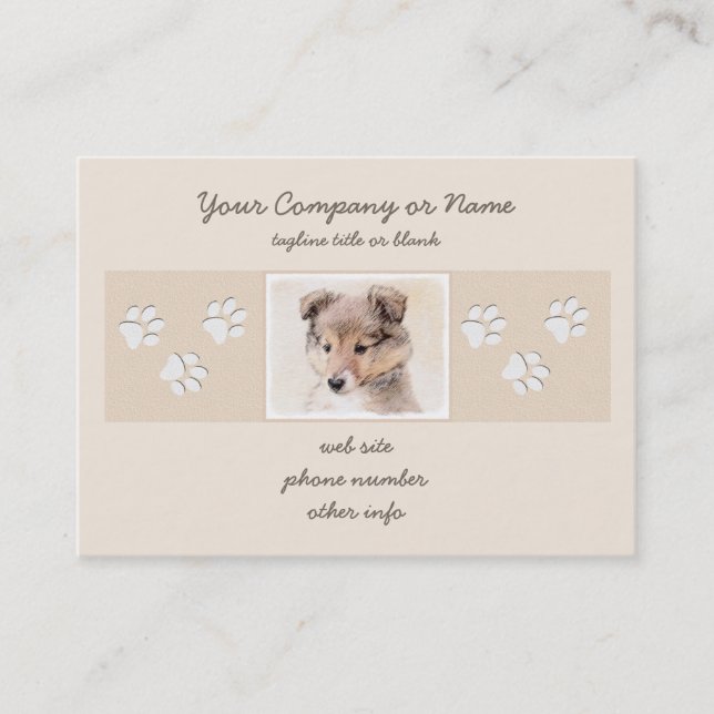 Shetland Sheepdog Puppy Painting Original Dog Art Business Card (Front)