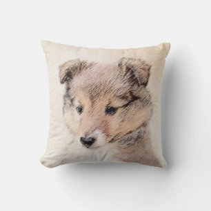 Shetland Sheepdog Puppy Painting Original Dog Art Cushion