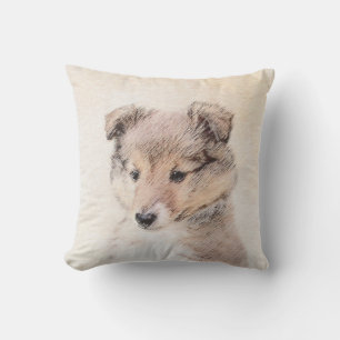 Shetland Sheepdog Puppy Painting Original Dog Art Cushion