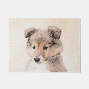 Shetland Sheepdog Puppy Painting Original Dog Art Doormat