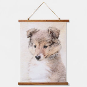 Shetland Sheepdog Puppy Painting Original Dog Art Hanging Tapestry