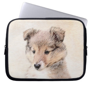 Shetland Sheepdog Puppy Painting Original Dog Art Laptop Sleeve