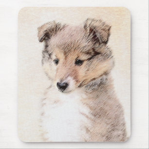 Shetland Sheepdog Puppy Painting Original Dog Art Mouse Pad