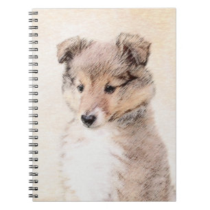Shetland Sheepdog Puppy Painting Original Dog Art Notebook