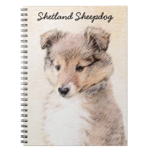 Shetland Sheepdog Puppy Painting Original Dog Art Notebook