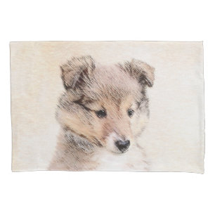Shetland Sheepdog Puppy Painting Original Dog Art Pillowcase