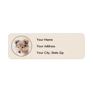 Shetland Sheepdog Puppy Painting Original Dog Art Return Address Label
