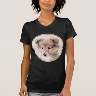 Shetland Sheepdog Puppy Painting Original Dog Art T-Shirt