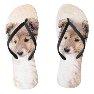 Shetland Sheepdog Puppy Painting Original Dog Art Thongs