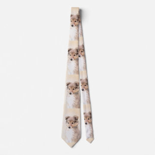 Shetland Sheepdog Puppy Painting Original Dog Art Tie