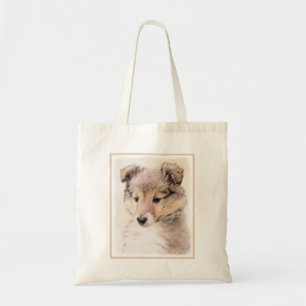 Shetland Sheepdog Puppy Painting Original Dog Art Tote Bag