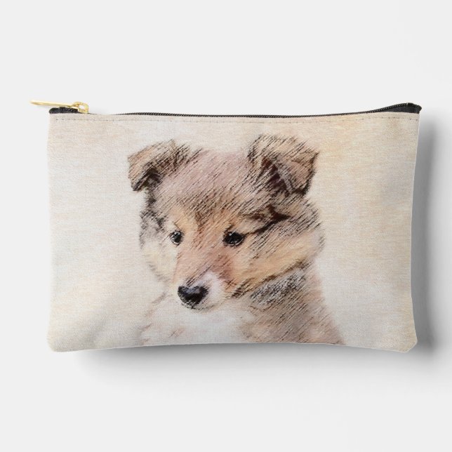 Shetland Sheepdog Puppy Painting Sheltie Dog Art Accessory Pouch (Front)