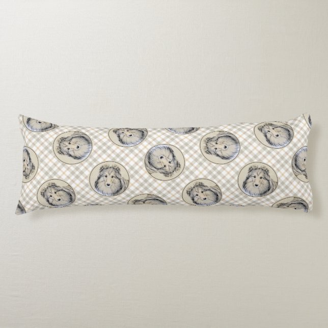 Shetland Sheepdog Puppy Painting Sheltie Dog Art Body Cushion (Front)