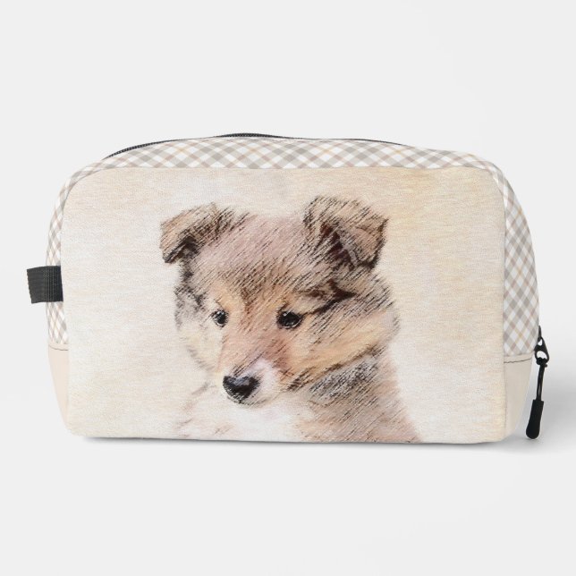 Shetland Sheepdog Puppy Painting Sheltie Dog Art Dopp Kit (Front)