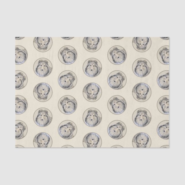 Shetland Sheepdog Puppy Painting Sheltie Dog Art Tissue Paper (Front)