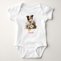 Shetland Sheepdog Puppy Pet Watercolor Flower