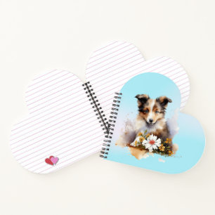 Shetland Sheepdog Puppy Pet Watercolor Flower Notebook