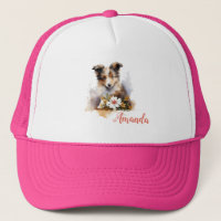 Shetland Sheepdog Puppy Pet Watercolor Flower