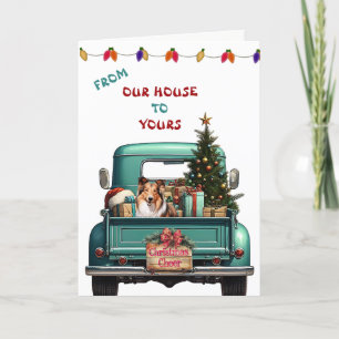 Shetland Sheepdog Retro Farm Truck Christmas Card