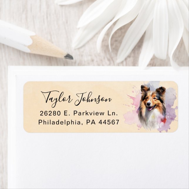 Shetland Sheepdog Return Address Label (Insitu)
