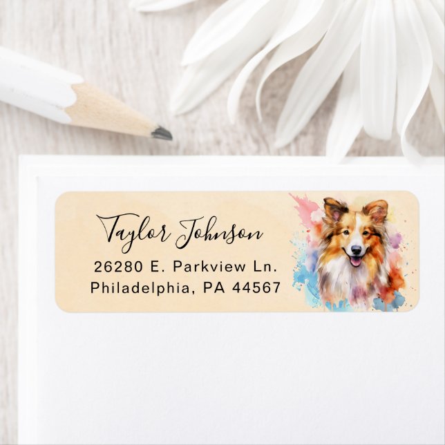 Shetland Sheepdog Return Address Label (Insitu)