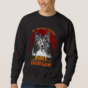 Shetland Sheepdog Rides Shotgun Halloween Sweatshirt
