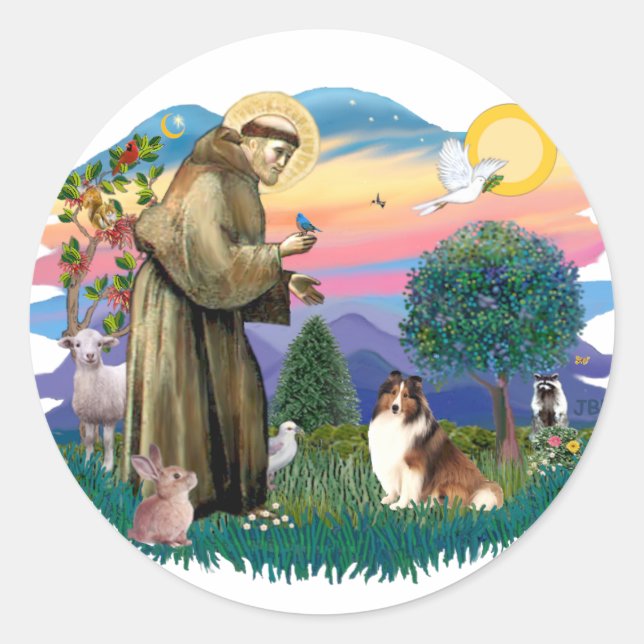 Shetland Sheepdog (sable and white) Classic Round Sticker (Front)