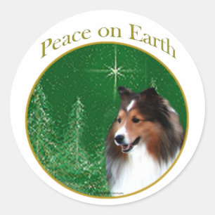 Shetland Sheepdog (sable) Peace Classic Round Sticker