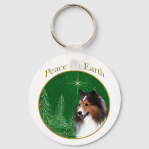 Shetland Sheepdog (sable) Peace Key Ring