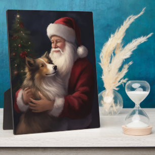 Shetland Sheepdog Santa Claus Festive Christmas Plaque