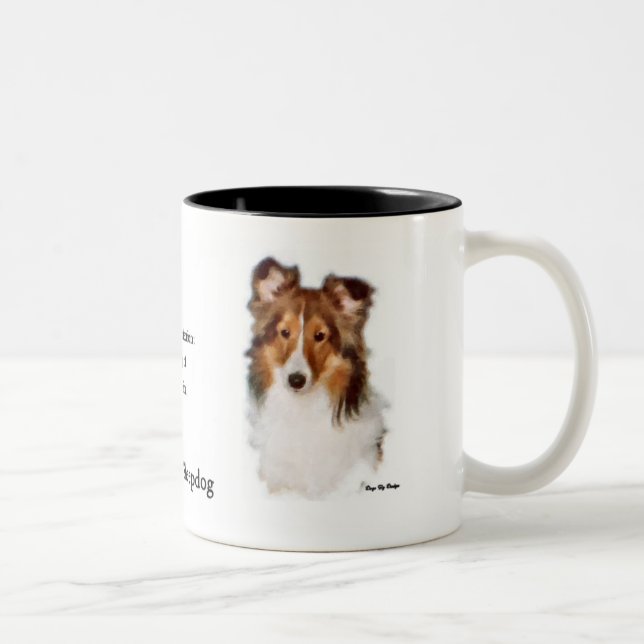 Shetland Sheepdog Sheltie Art Gifts Two-Tone Coffee Mug (Right)