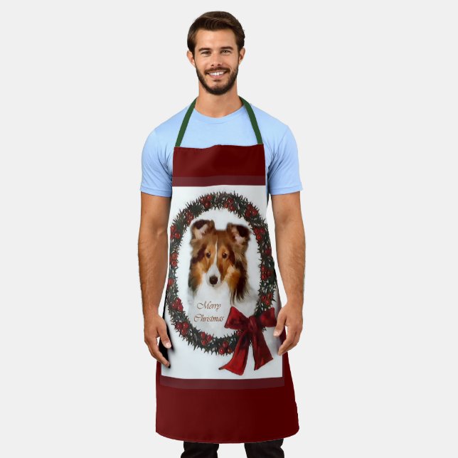 Shetland Sheepdog Sheltie Christmas  Apron (Worn)
