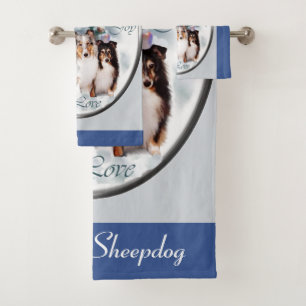 Shetland Sheepdog Sheltie Christmas Bath Towel Set