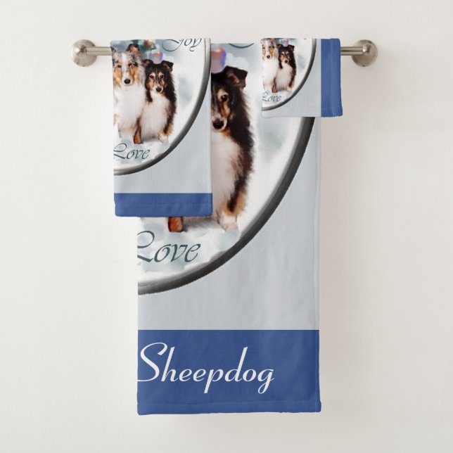 Shetland Sheepdog Sheltie Christmas Bath Towel Set (Insitu)