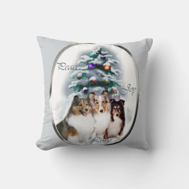 Shetland Sheepdog Sheltie Christmas Cushion (Front)