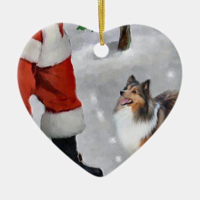 Shetland Sheepdog Sheltie Christmas Gifts Ceramic Tree Decoration (Front)