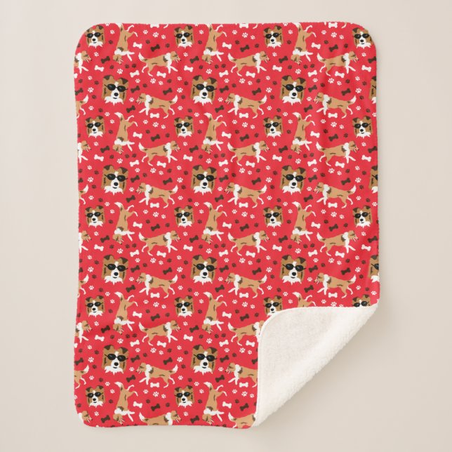 Shetland Sheepdog Sheltie Dog Pattern Sherpa Blanket (Front)