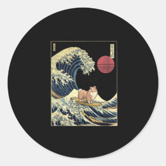 Shetland Sheepdog Sheltie Japanese Kanagawa Wave F Classic Round Sticker