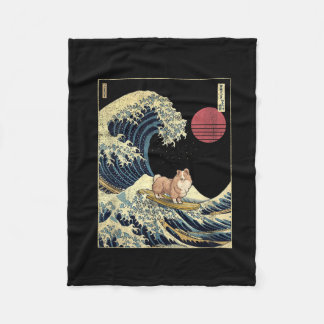 Shetland Sheepdog Sheltie Japanese Kanagawa Wave F Fleece Blanket